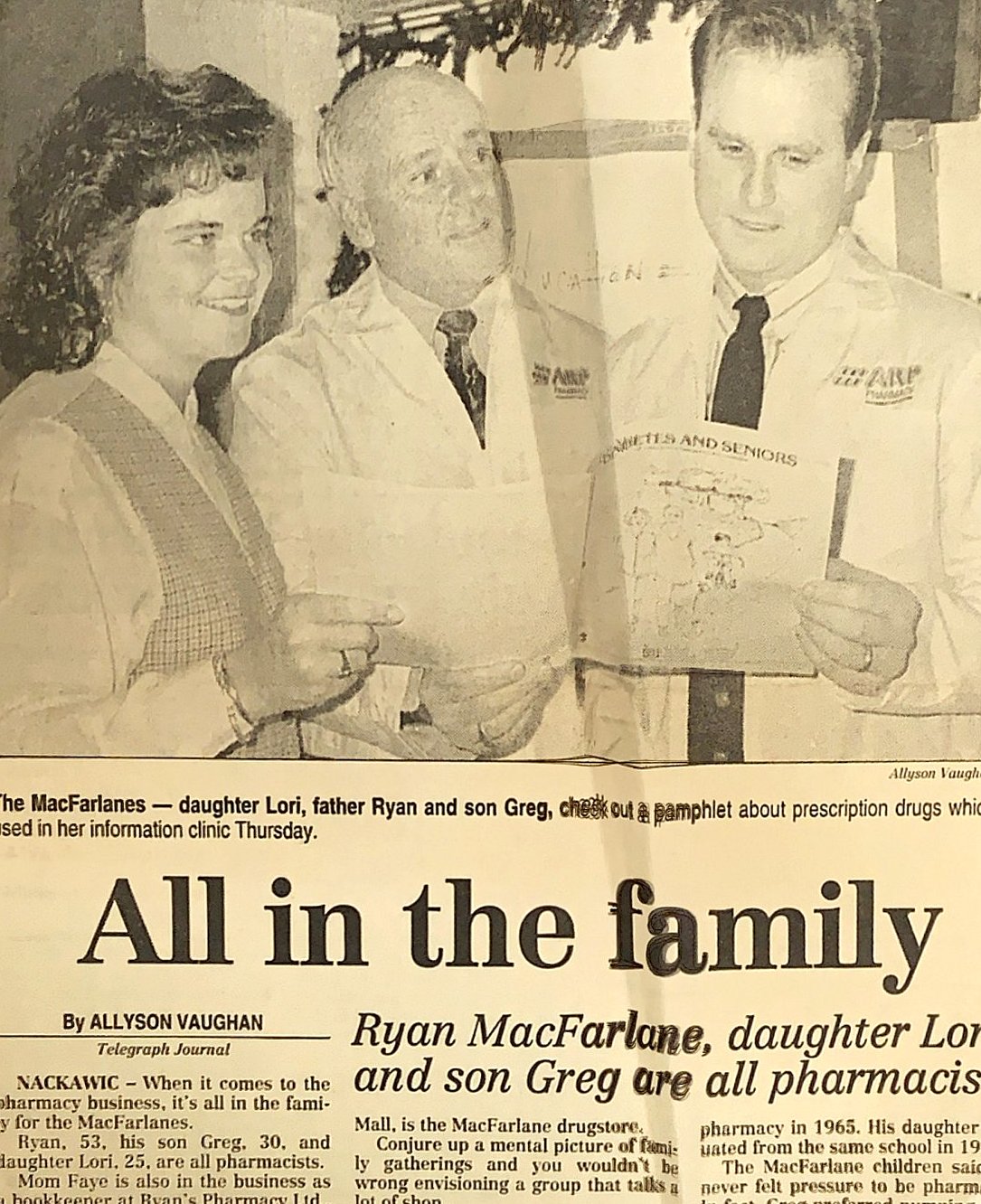 Ryan, Greg, and Lori MacFarlane at their information clinic, featured in the Telegraph Journal