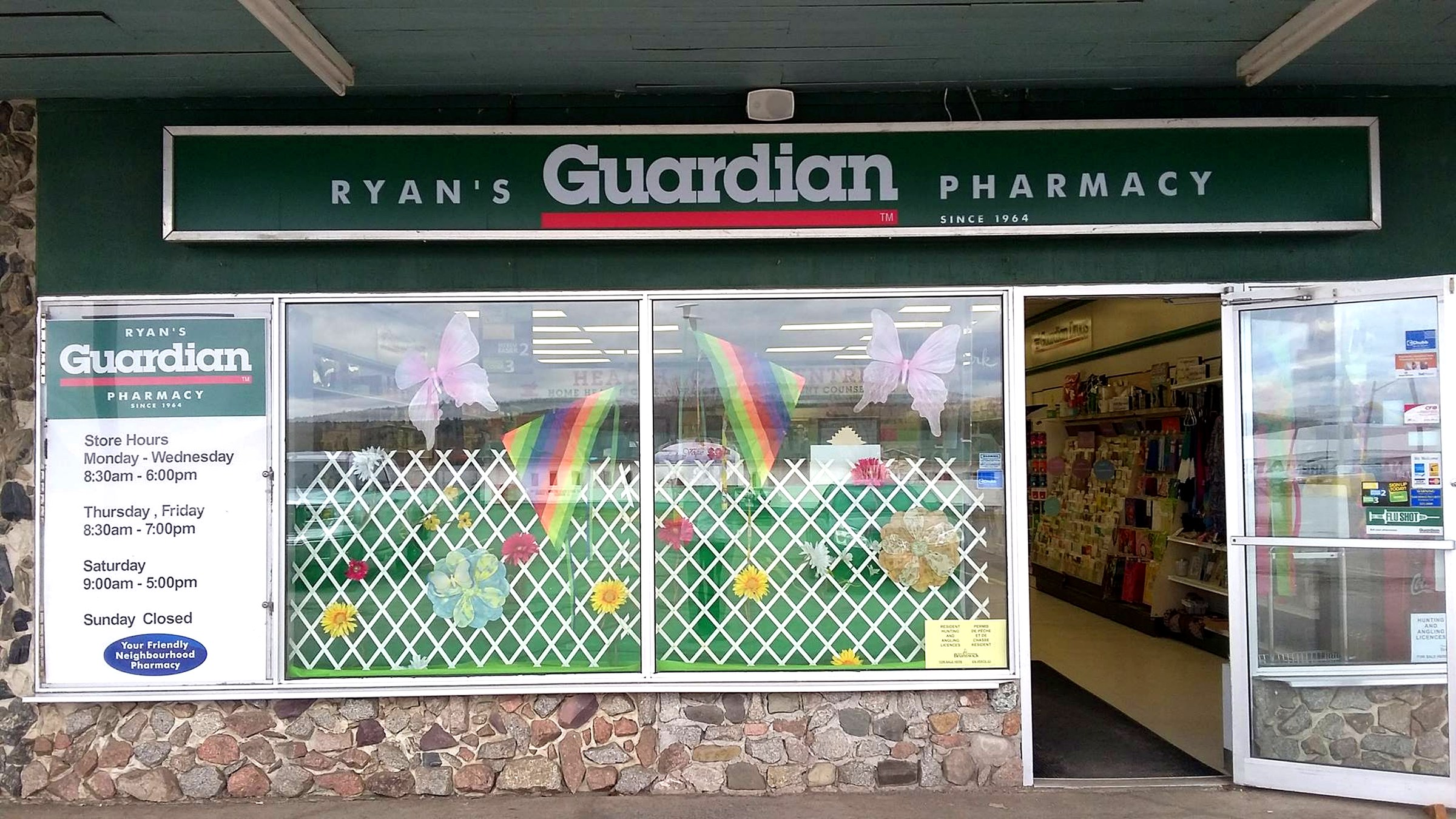 Ryan's Guardian Pharmacy storefront in Nackawic, NB